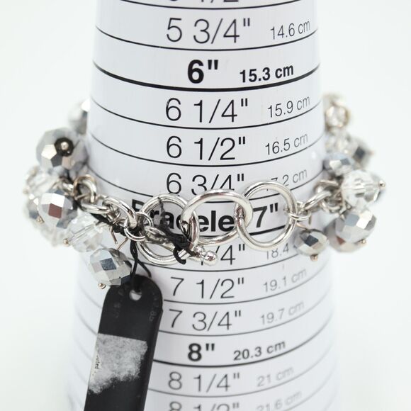 Charming Charlie Sparkle Bead Charm Watch 24mm Silver Loop Bracelet New Battery - Picture 12 of 14